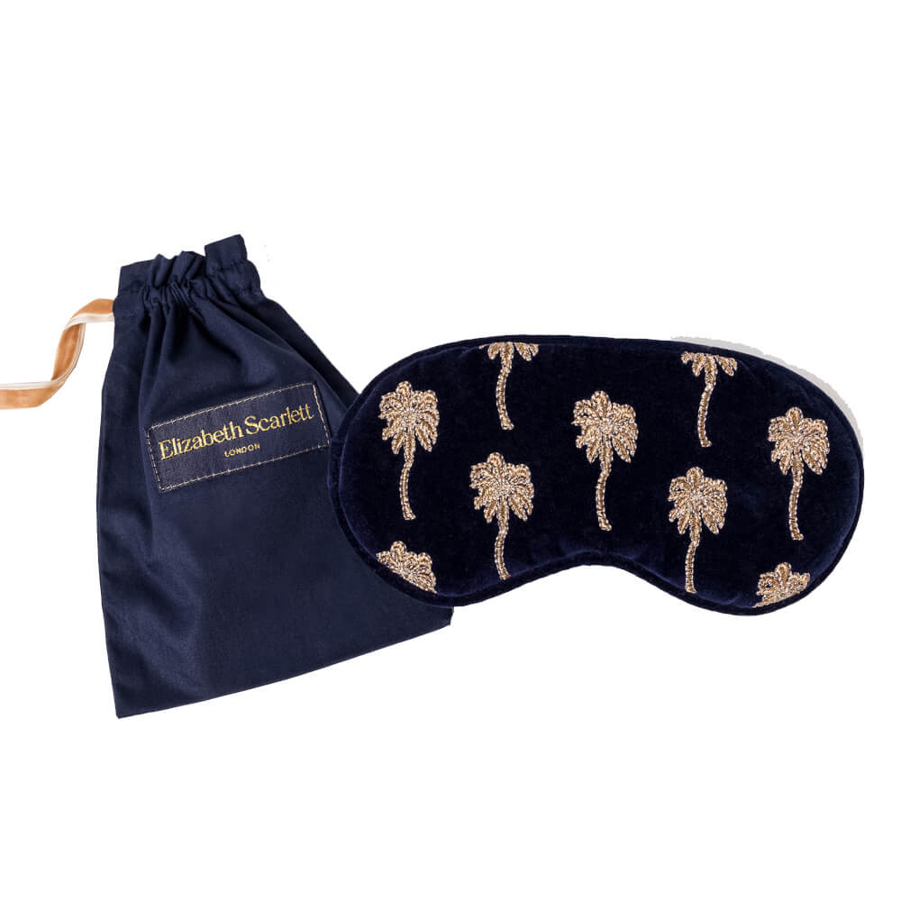 Elizabeth Scarlett Gold Palm Navy Eye Mask